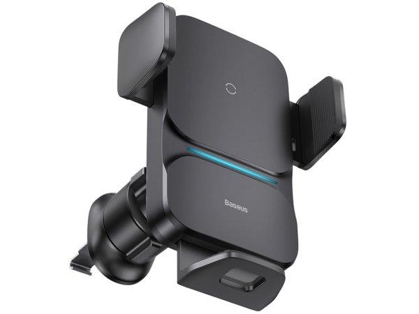 پایه نگهدارنده و شارژر وایرلس موبایل خودرو بیسوس Baseus Wisdom 15W Wireless Charger Air Vent Car Mount Holder